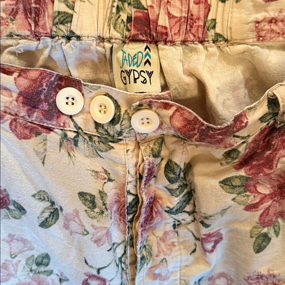 Floral Print Women’s Jeans - Pink Roses - Picture 2 of 8